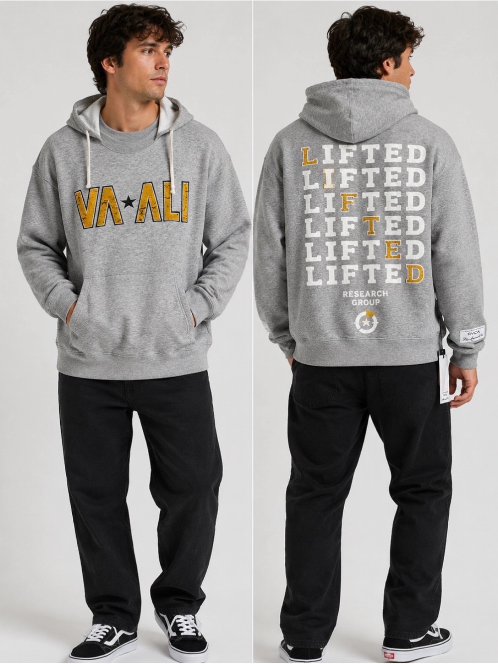 NWT RVCA x Muhammad Ali Hoodie Men’s M Gray Gold Boxing Graphic - Picture 1 of 7